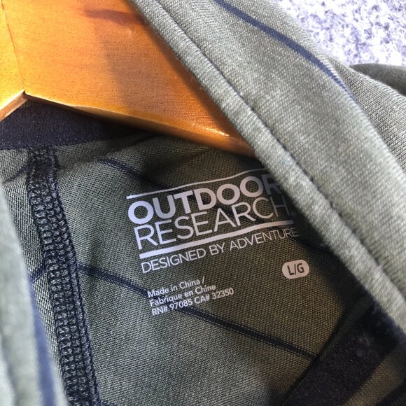 Outdoor Research Enigma 1/4 Zip Mens Large Green Black Base Layer Merino Wool - Picture 2 of 10